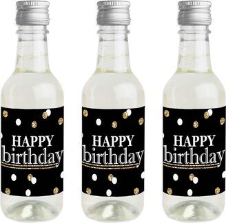 Big Dot Of Happiness Adult Happy Birthday - Gold - Mini Wine Bottle Stickers - Party Favor Gift 16 Ct