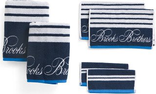 6pc Nautical Blanket Striped Towel Set
