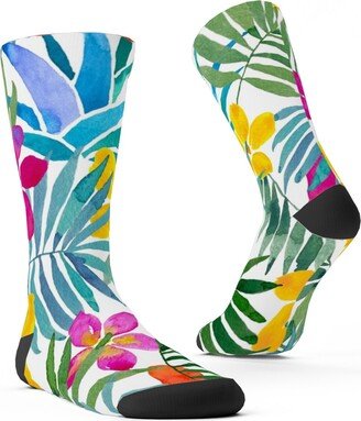 Socks: Watercolor Tropical Vibes Custom Socks, Multicolor