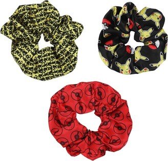 Pikachu & Pokeballs AOP 3-Pack Scrunchies