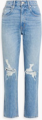 Virginia distressed high-rise slim-leg jeans