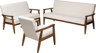 Stratton Mid-Century Modern Boucle 3Pc Living Room Set