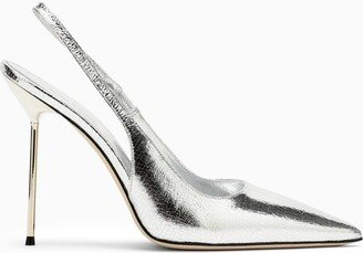 Silver leather slingback
