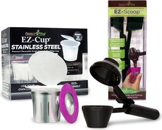 EZ-Cup Stainless Steel 2.0 Value Bundle with EZ-Scoop and 25 Disposable Paper Filters