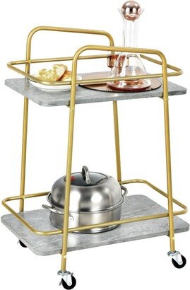 BESTCOSTY 2-tier Kitchen Rolling Cart with Steel Frame and Lockable Casters