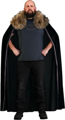 HalloweenCostumes.com Men Men's Black Faux Fur Collar Viking Cape, Black/Brown