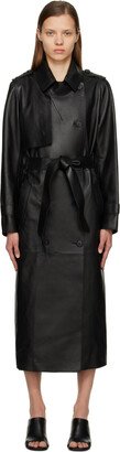 Black Gael-V Leather Trench Coat