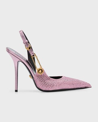 Safety Pin Embellished Slingback Pumps-AA