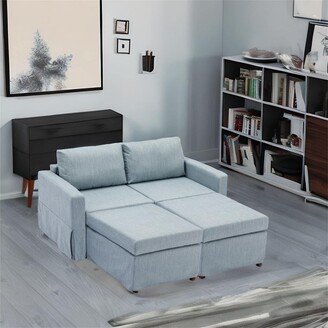 DEVERA 2 Seats Module Sectional Sofa With 2 Ottomans