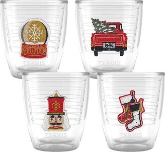 Christmas Holiday Traditions Collection Made in USA Double Walled Insulated Tumbler Travel Cup Keeps Drinks Cold & Hot, 12oz - 4pk Assorted, Classic
