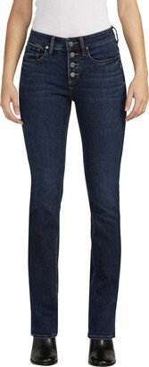 Suki Curvy Exposed Button Mid Rise Slim Bootcut Jeans