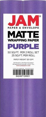 JAM Paper & Envelope 2ct Matte Gift Wrap Rolls Purple