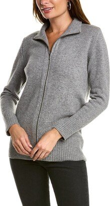 Zip Mock Wool & Cashmere-Blend Cardigan