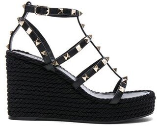 Rockstud Espadrille Wedges in Black