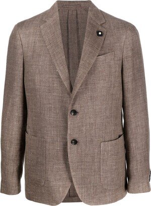 Single-Breasted Linen-Wool Blazer