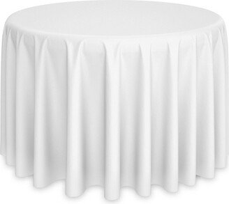 Lann's Linens 20-Pack Polyester Fabric Tablecloths for Wedding, Banquet, Restaurant - 132 Inch Round - White