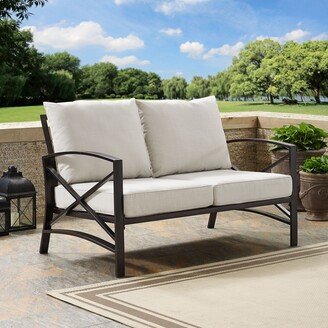 Crosley Furniture Kaplan Oiled Bronze Steel Outdoor Loveseat with Oatmeal Cushions - 54 W x 30.5 D x 32 H