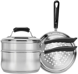 3qt Stainless Steel Covered Double Boiler and Steamer Set