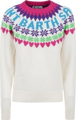 Fair Isle Heart Intarsia-Knit Crewneck Jumper