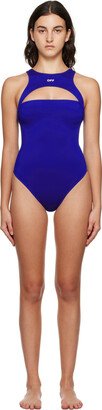 Blue Off Stamp Rower One-Piece Swimsuit