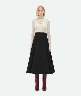 Compact Wool Wide Midi Skirt