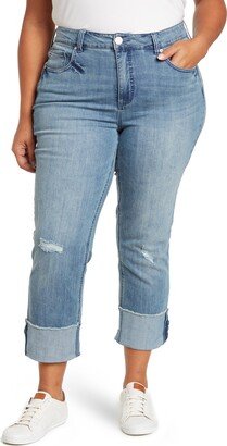 Slim Straight Leg Cuffed Jeans