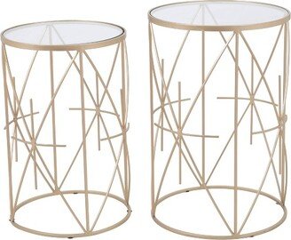 Set of 2 Heritage Side Tables Clear/Gold - ZM Home