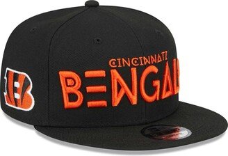 Men's Black Cincinnati Bengals Word 9FIFTY Snapback Hat