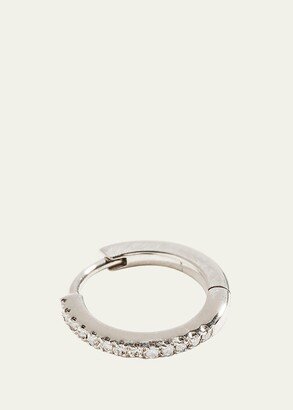 14K White Gold Pave Diamond 8mm Huggie Hoop Earring, Single