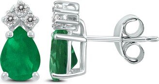 Gemstones 14K 0.54 Ct. Tw. Diamond & Emerald Earrings