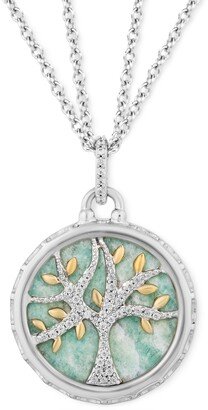 Tokens by Hallmark Diamonds Amazonite & Diamond (1/10 ct. t.w.) Family Tree Strength pendant in Sterling Silver & 14k Gold, 16 + 2 extender - Sterli