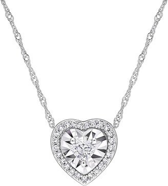 Sonatina 14K White Gold & 0.25 TCW Diamond Heart Pendant Necklace