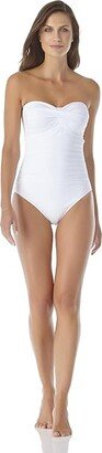 Twist Front Strapless One-Piece (White) Women's Swimsuits One Piece