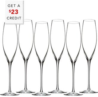 Set Of 6 Elegance Classic Champagne Toasting Flute Glasses With $23 Credit