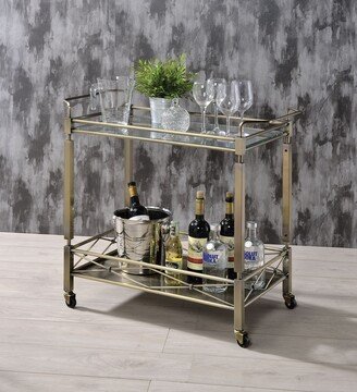 Calnod Matiesen Serving Cart, Antique Gold & Clear Glass