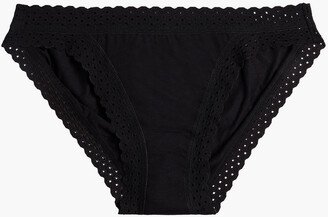 Lace-trimmed cotton-jersey low-rise briefs