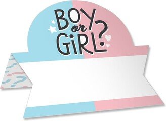 Big Dot of Happiness Baby Gender Reveal - Team Boy or Girl Party Tent Buffet Card - Table Setting Name Place Cards - Set of 24