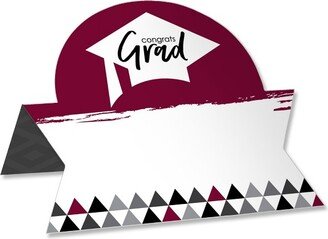 Big Dot of Happiness Maroon Grad - Best is Yet to Come - Burgundy Graduation Party Tent Buffet Card - Table Setting Name Place Cards - Set of 24