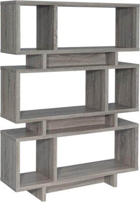 Open Wooden Bookcase in Weathered Grey