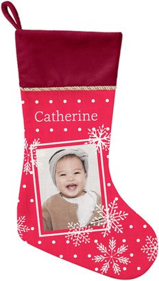 Christmas Stockings: Snowflake Framed Christmas Stocking, Red, Red