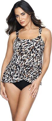 Fur Realz Dazzle Tankini Top (Brown Multi) Women's Swimwear