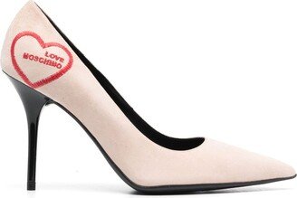 Logo-Embroidered Leather Pumps