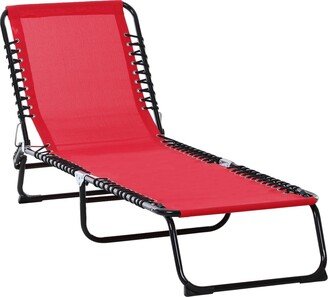 Outdoor Folding Chaise Lounge Chair, Portable Lightweight Reclining Garden Sun Lounger with 4-Position Adjustable Backrest for Patio, Deck, a-AA