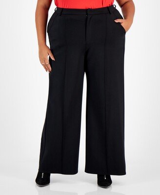 Plus Size High-Rise Wide-Leg Ponte-Knit Pants, Created for Macy's