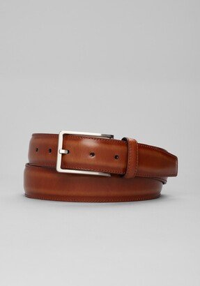 Men's Trapunto Stitch Moc Croc Leather Belt - Long