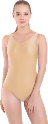 Mvefward Women's Basic Solid Tank Leotard with Scoop Neck Top Bodysuit for Adult