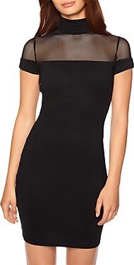 Susan Monaco Mock Neck Sheer Dress