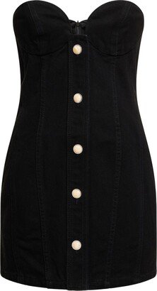 Cotton denim button down bustier dress