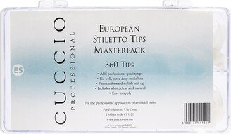 Pro European Stiletto Tips Masterpack by Cuccio Pro for Women - 360 Pc Acrylic Nails