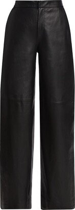 Livvy Leather Straight-Leg Pants